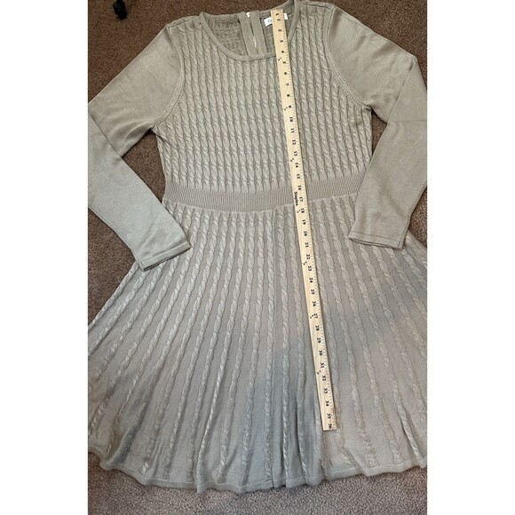 Calvin Klein Tan Cable Knit Fit & Flare Sweater Dress Women's Size X Large - Picture 6 of 15